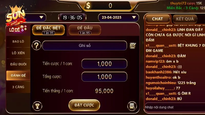 Kèo cá cược xổ số trực tuyến tại cổng game Sun win